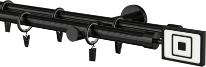 Karnisz metalowy czarny podwójny 19mm Prime