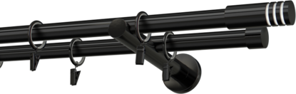  Karnisz metalowy podwójny czarny 19mm Malibu