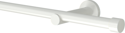 Karnisze metalowe białe z końcówką Rullo o całkowitej długości 350.4cm