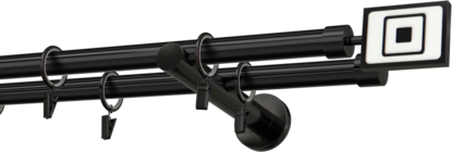 Karnisz metalowy czarny podwójny 19mm Prime